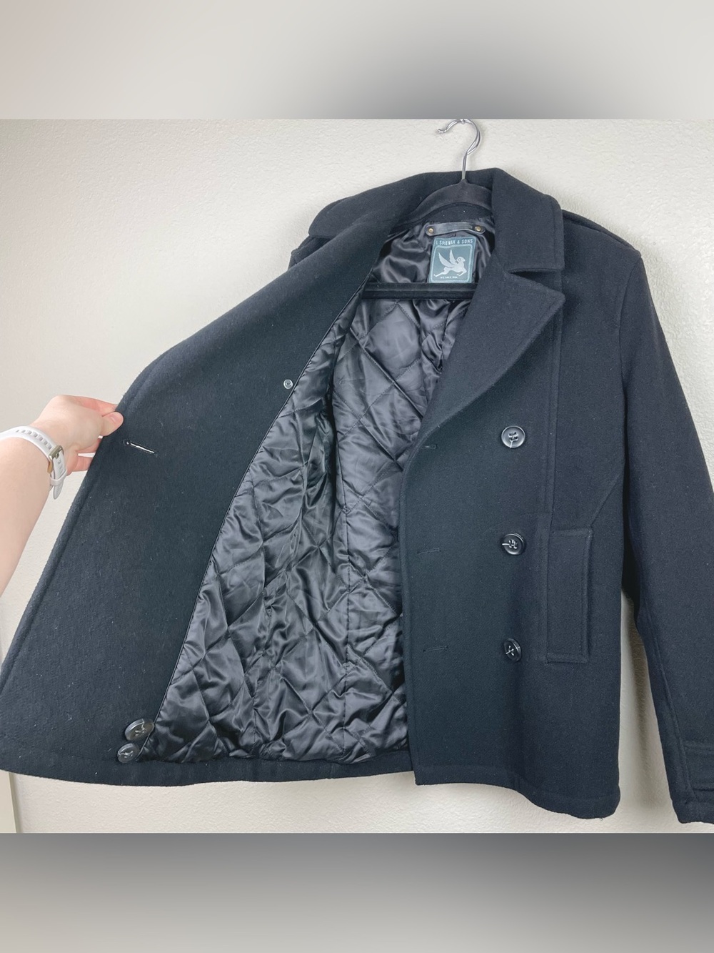 Spiewak & Sons Men's Medium Black Thick Wool Dugan Peacoat Thinsulate Button - Picture 9 of 16